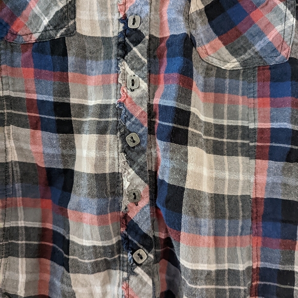 We The Free Plaid Chambray Button Down Shirt XS - Picture 6 of 8